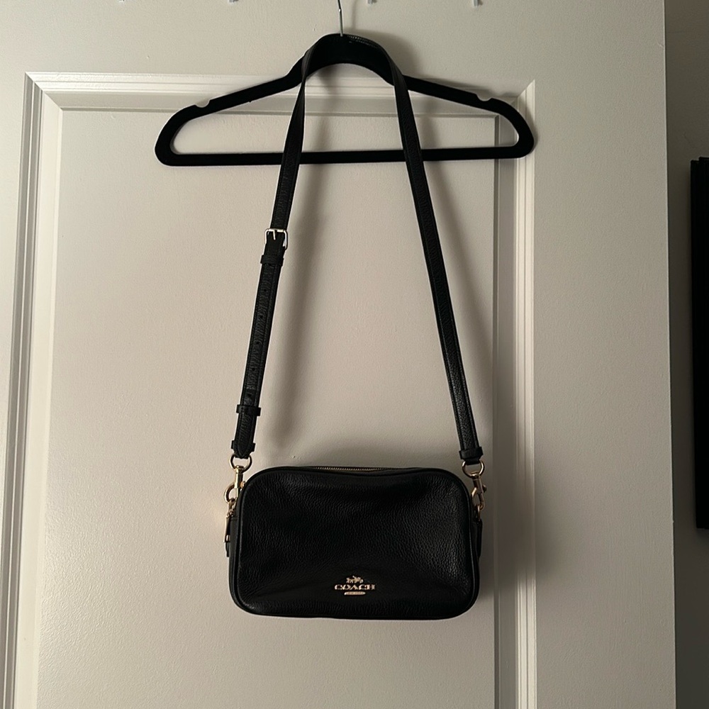 Black leather Coach crossbody- camera bag